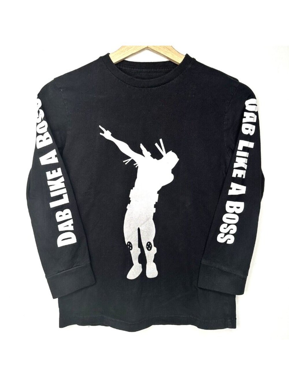 Urban Heritage Dab Like A Boss Graphic Shirt Boys S 7-8 Black Long Sleeve Youth - Picture 2 of 7